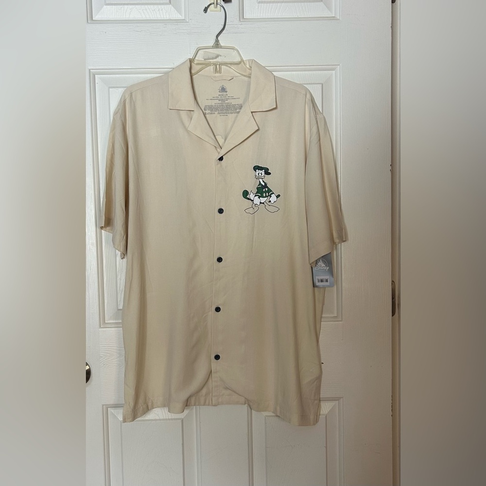 NEW 2025 Disney Parks Donald Duck Golf Camp Button Shirt NWT Size L Viscose